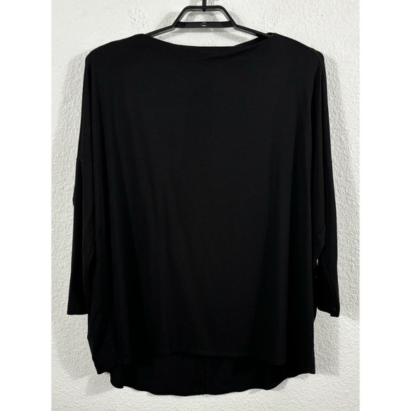 Bryn Walker Shirt Womens Medium Black Boat Neck Lagenlook Made in USA Rayon - Picture 1 of 10